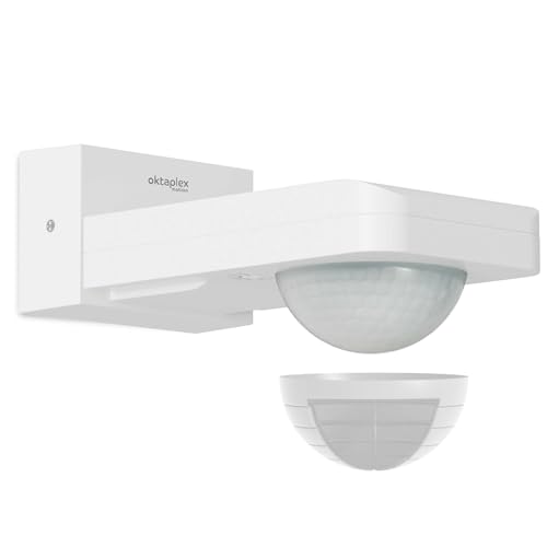 Oktaplex Tea Bewegungsmelder Aussen 360 Grad weiß schwenkbar IP65 Infrarot Bewegungssensor 9m Reichweite 230V Aufputz von Oktaplex motion