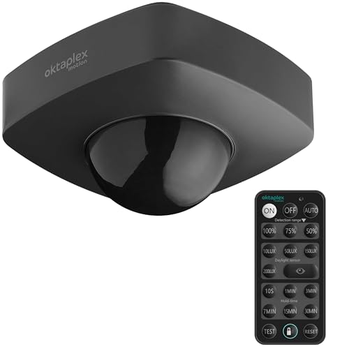 Oktaplex Tim Bewegungsmelder aussen 360 Grad inkl. Fernbedienung Infrarot-Bewegungssensor Decke IP65 anthrazit 230V von Oktaplex motion