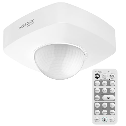 Oktaplex Tim Bewegungsmelder aussen 360° inkl. Fernbedienung Infrarot-Sensor Aufputz Decke IP65 weiß 230V Oktaplex Tim Bewegungsmelder aussen 360° inkl. Fernbedienung Infrarot-Sensor Aufputz Decke IP65 weiß 230V von Oktaplex motion
