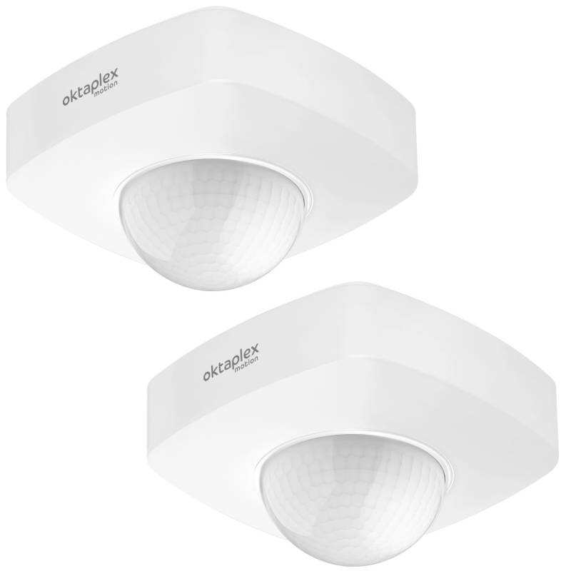 Oktaplex Tim Präsenzmelder 360° Bewegungsmelder Außen 2er Set IP65 PIR Sensor 230V Aufputz Weiß von Oktaplex motion