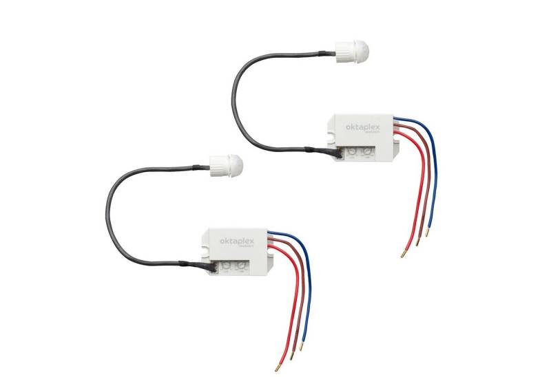Oktaplex motion Bewegungsmelder 2er Set Einbausensor 360° IP65 / IP20, Mini Bewegungssensor Infrarot 8m 230V Unterputz weiß von Oktaplex motion