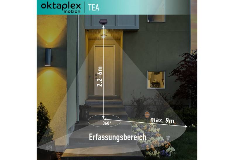 Oktaplex motion Bewegungsmelder 360 Grad Tea IP65, 9 Meter Reichweite Bewegungssenor Decke / Wand antrahzit von Oktaplex motion