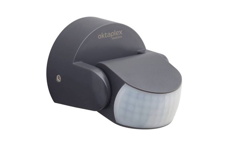 Oktaplex motion Bewegungsmelder Aussen IP65 2 Sensoren, Infrarotsensor 230V schwenkbar Aufputz 12m Reichweite anthrazit von Oktaplex motion