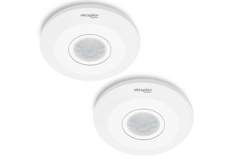 Oktaplex motion Bewegungsmelder Ina 2er Set 360° Infrarotsensorsensor Innen flach, Deckenbewegungsmelder sehr flach Ø 8 Metern Reichweite von Oktaplex motion
