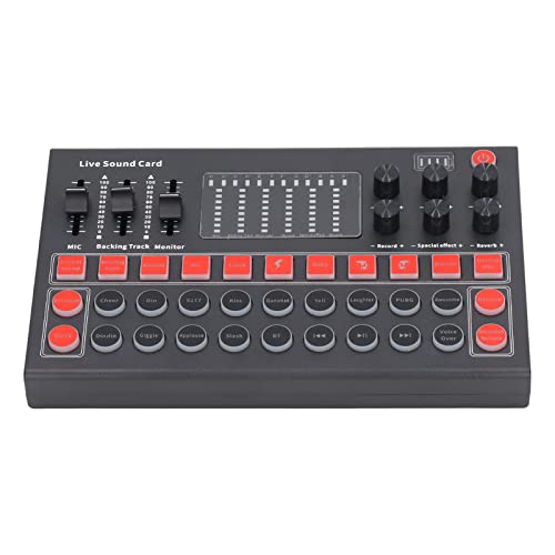 Live-Soundkarte, LED-Anzeige Anti-Interferenz-Rauschunterdrückung Soundboard Einfache Bedienung Bluetooth-Zweikanal mit für Studio für Spiele von Okuyonic