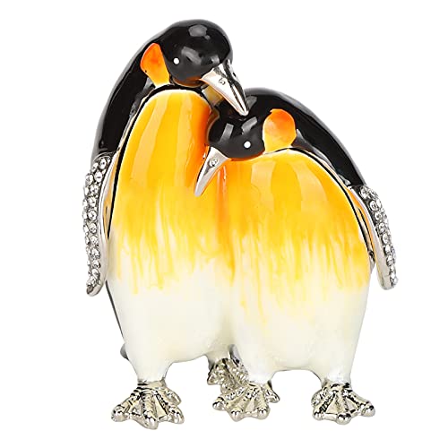 Pinguin-Skulptur-Dekor, symbolisiert reine Liebe, Pinguin-Kunsthandwerk, Zinklegierung, Pinguin-Paar-Ornament für Heimtextilien zur Schmuckaufbewahrung von Okuyonic