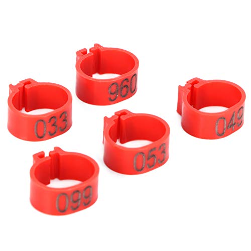 Vogel-Clip-Ring, 001‑100 Nummerierte Tauben Identifizieren Sie Ring Tauben-Ring Kunststoff für Papageien(12mm rot mit Wortring) von Okuyonic
