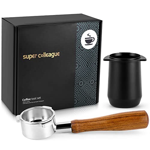 Geschenkbox-Dosing Cup 54mm, 54mm Bodenloser Siebträger Kompatibel für Breville Barista Serie 870/878/880 und Espressomaschinen der 8er-Serie Anderer Modelle, Holz Griff 2-Cup Korb Filter(SB+JFB-B).DE von Okydoky