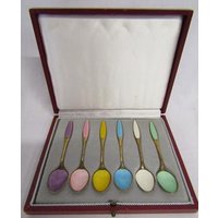 Wunderschöne Kleine Löffel Danisch Silber Emailiert Und Vergoldet Wunderschöne Kleine Löffel Danisch Silber Emailiert Und Vergoldet von OlaRetrola