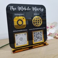 Multi Qr Code Sign | Business Social Media Instagram Acryl Spiegel Schild Logo Türschild Büro Namensschild von OlahCrafts