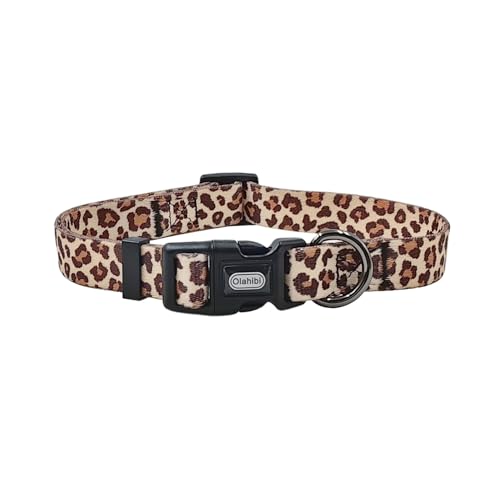 Olahibi Basic Hundehalsband, Leopardenmuster, Polyester-Material, 4 für kleine, mittelgroße und große Hunde (Größe M, Hellkaffeefarben) von Olahibi
