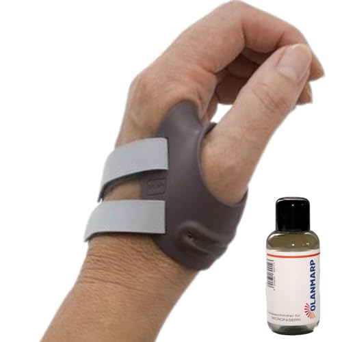 Olanmarp Waschmittel für Mikrofaser 50 ml + Push Ortho Daumenorthese CMC - Stabiler Halt für Daumensattelgelenk - Greiffunktion nicht eingeschränkt (Links, 0) von Olanmarp