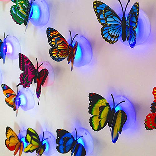 N/A 20 STÜCKE LED Schmetterlingsaufkleber 3D leuchtende Schmetterling Wandaufkleber Wand Nachtlicht Dekoration für Schlafzimmer Wohnzimmer Weihnachten Zufällige Farbe von Olashy