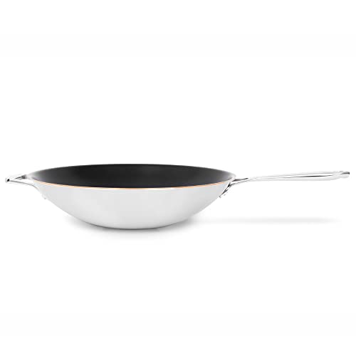 Olav® Wok Kupferpfanne mit Antihaftbeschichtung aus 5-Schicht-Material, induktions- und spülmaschinengeeignet, wiederbeschichtbar, entwickelt in Deutschland (36cm beschichtet | Stielgriff) von Olav