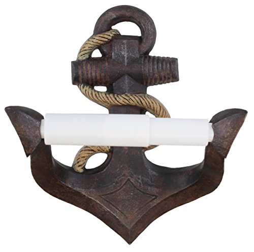 Toilettenpapierhalter mit Anker-Motiv, rustikal, mit Seil umwickelt, nautisches Dekor von Old River Outdoors