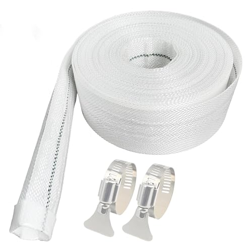 Flachschlauch für Gartenbewässerung, Landwirtschaft und Schwimmbäder, mit 2 Clips, Gewebeschlauch (10 M, Gewebe Ø 1 1/4 Zoll-32mm) von Old Tjikko