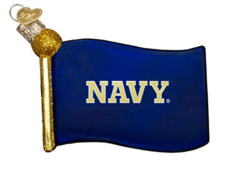 Old World Christbaumschmuck aus geblasenem Glas, Marineblau Navy/Flagge Navy Midshipmen von Old World Christmas