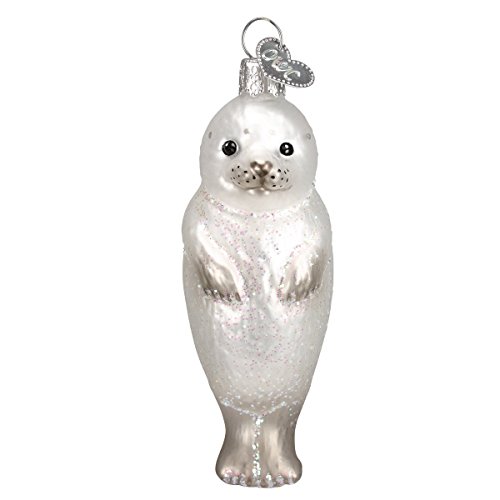 Old World Christbaumschmuck: Meerestiere und Wassertiere aus Glas mundgeblasen Seal Pup 3½" weiß von Old World Christmas