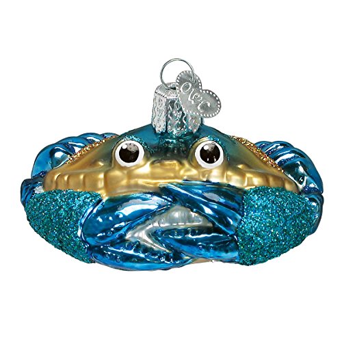 Old World Christmas Blue Crab Old World Weihnachtsschmuck: Krebs und Hummer, Glasornamente für Weihnachtsbaum, Blaue Krabbe, 2¾" von Old World Christmas