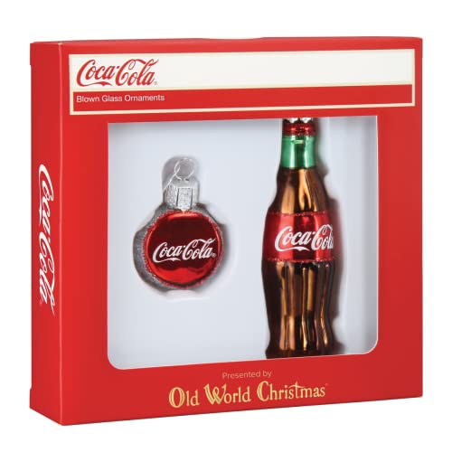Old World Christmas Coca-Cola Flaschen-Set Glas-Ornament für Weihnachtsbaum von Old World Christmas