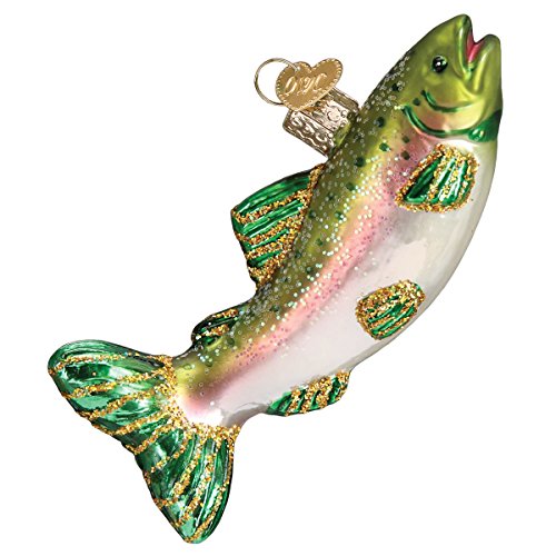 Old World Christmas Fish Collection Glas geblasen Ornaments für Weihnachtsbaum alpiner Regenbogen Forelle von Old World Christmas