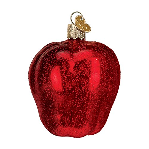 Old World Christmas Fruit Selection Glasornamente für den Weihnachtsbaum, roter leckerer Apfel von Old World Christmas