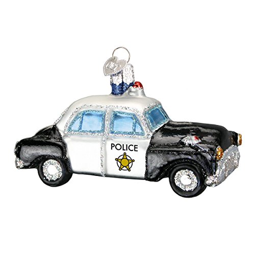 Old World Christmas Ornamente: Polizistin Geschenke Glas geblasene Ornamente für Weihnachtsbaum, Polizeiauto von Old World Christmas