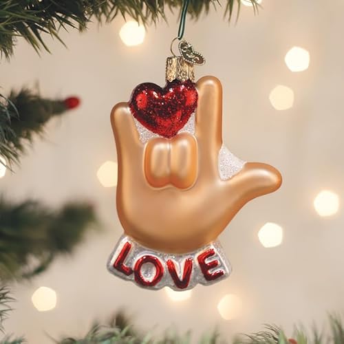 Old World Christmas Hängeornament aus Glas mit Aufschrift Love Sign Language von Old World Christmas