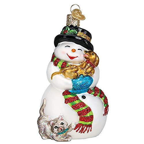 Old World Christmas Ornamente Schneemann mit verspielten Haustieren Glas geblasene Ornamente für Weihnachtsbaum von Old World Christmas