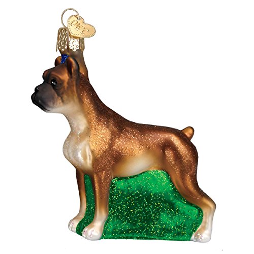 Old World Christmas Ornaments: Hundekollektion Glasornamente für Weihnachtsbaum Boxer Dog, braun, 4 von Old World Christmas