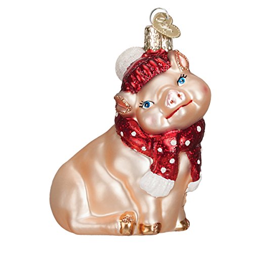 Old World Christmas Ornaments: Snowy Pig Glass Blown Ornaments for Christmas Tree (12419) von Old World Christmas