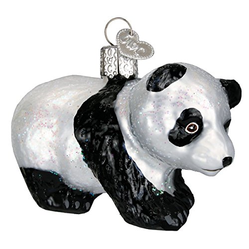 Old World Christmas Panda Glass Blown Ornaments for Christmas Tree Pandabär, schwarz, weiß, 3½" von Old World Christmas