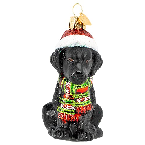 Old World Christmas Weihnachtsbaumschmuck Labrador Welpe, Glas, geblasen, Schwarz von Old World Christmas