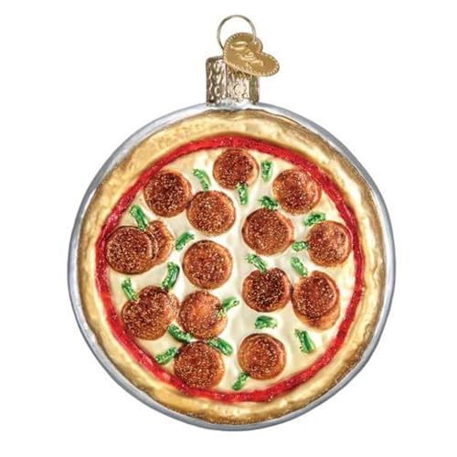 Old World Weihnachtsschmuck: Verschiedene Lebensmittel Glasornamente mundgeblasen für Weihnachtsbaum Pizza/Pastete Standard Pizza Pizza Pie von Old World Christmas