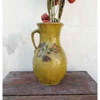 Sehr Altes Antikes Tongefäß. Ukrainisch Blumen Ornament Ton Topf. Rustikales, Primitives, Landhaus Dekor. Keramik, Keramik von OldBox