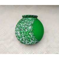 Vintage Keramik Vasen, Wandbehang Blumenvasen. Wandtasche - Grün Weiße Wohndeko Aus Der Udssr von OldBox