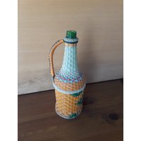 Vintage Gestrickte Demijohn Mit Kork Plug - Rustikale Dekorative Weinflasche Alte Alkoholflasche Handgemachte Glasflasche Dekanter von OldButGoldShop