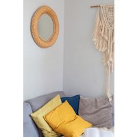 Runder Wand Rattan Spiegel, Boho Wandspiegel, Breiter Korbspiegel Runder Wand Rattan Spiegel, Boho Wandspiegel, Breiter Korbspiegel von OldButGoldVntg