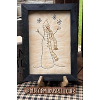 Tall Primitive Stitchery Gerahmter Druck von OldFarmhouseStitches
