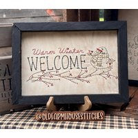 Warme Winter-Wünsche Primitive Stiche Eingerahmt von OldFarmhouseStitches