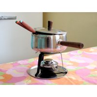 Edelstahl Fondue Topf Und Gabeln von OldGreenCanoe