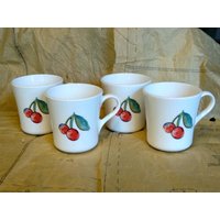 Bauernmarkt - Mais Apfel Kirsche Kaffee Tee Tassen 4 Stück von OldHagVintage