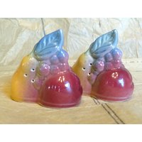 Nom - Salz- Und Pfefferstreuer Vintage Keramik Pfirsiche Birnen Trauben Regenbogen Ombre Marked Nom - Salz- Und Pfefferstreuer Vintage Keramik Pfirsiche Birnen Trauben Regenbogen Ombre Marked von OldHagVintage