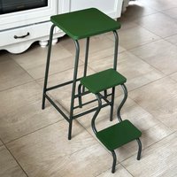 Grüner Tritthocker. Trittleiter Aus Holz. Bibliothek Schritte. Barhocker. Blumenständer. Ausklappbarer Bibliotheksleiter. Hocker/Tritthocker von OldHouseArt