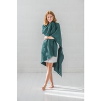 Handgemachte Waffel Leinen Decke Gemütliches Grünes Wohn Dekor von OldLinenMill