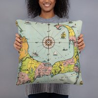 Cape Cod Map Kissen-Vintage Coastal Massachusetts Atlas Cushion Cape Cod Map Kissen-Vintage Coastal Massachusetts Atlas Cushion von OldMapTravelerStore