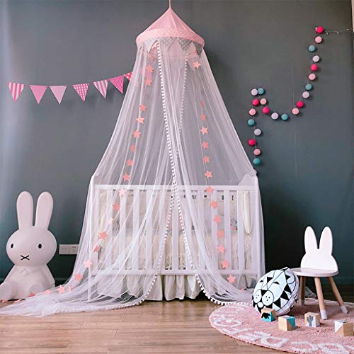 OldPAPA Moskitonetz, Betthimmel Deko Baldachin Moskitonetz Kinder Prinzessin Spielzelte Dekoration für Kinderzimmer, mit Sternen Dekoration 60 * 300cm (Rosa) von OldPAPA