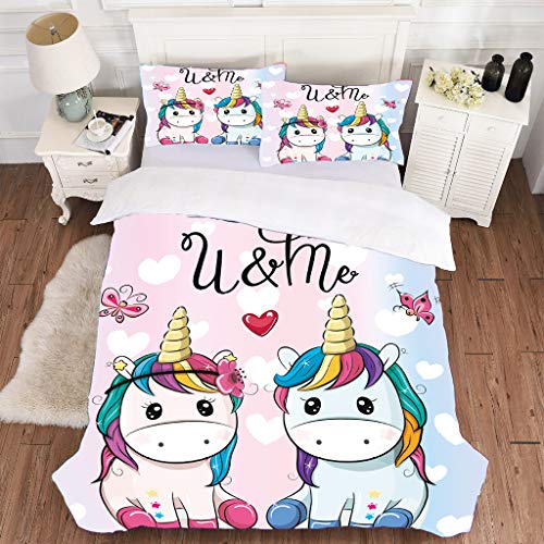 OldPAPA Bettwäsche Mädchen, niedlichen Cartoon Print Mädchen Bettwäsche Set mit Kissenbezug für Jugendliche Jungen Mädchen Schlafzimmer Dekoration - Bettwäsche Sets Geschenke für Mädchen von OldPAPA