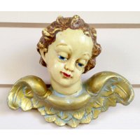 Vintage Wachs Engel Wandaufhänger Von Emmerz, Bayern von OldPinkFarmHouse