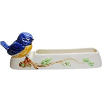 Antike Keramik Echte Staffordshire Handbemalte Bluebird Trog Pflanzgefäß von OldSchoolOddButCool